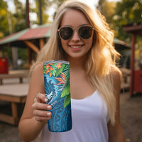 Outrigger Canoe Blue Skinny Tumbler On The Waves