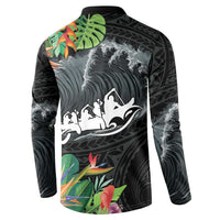 Outrigger Canoe Black Button Sweatshirt On The Waves