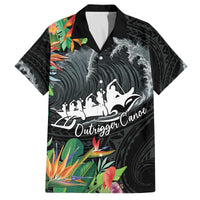 Outrigger Canoe Black Family Matching Off The Shoulder Long Sleeve Dress and Hawaiian Shirt On The Waves LT7 Dad's Shirt - Short Sleeve Black - Polynesian Pride