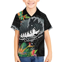 Outrigger Canoe Black Family Matching Short Sleeve Bodycon Dress and Hawaiian Shirt On The Waves LT7 Son's Shirt Black - Polynesian Pride