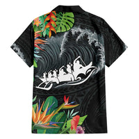 Outrigger Canoe Black Family Matching Summer Maxi Dress and Hawaiian Shirt On The Waves LT7 - Polynesian Pride
