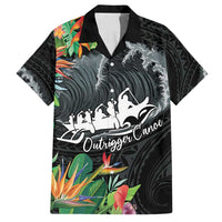 Outrigger Canoe Black Family Matching Tank Maxi Dress and Hawaiian Shirt On The Waves LT7 Dad's Shirt - Short Sleeve Black - Polynesian Pride