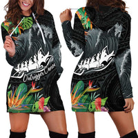 Outrigger Canoe Black Hoodie Dress On The Waves LT7 - Polynesian Pride
