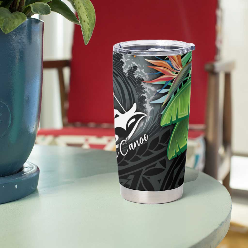 Outrigger Canoe Black Tumbler Cup On The Waves