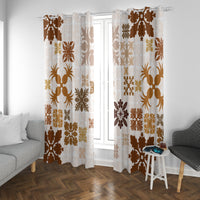 Vintage Hawaii Window Curtain Hawaiian Quilt Kapa Mismatch Beige LT7 With Grommets Beige - Polynesian Pride