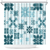 Vintage Hawaii Shower Curtain Hawaiian Quilt Kapa Mismatch Teal LT7 Teal - Polynesian Pride