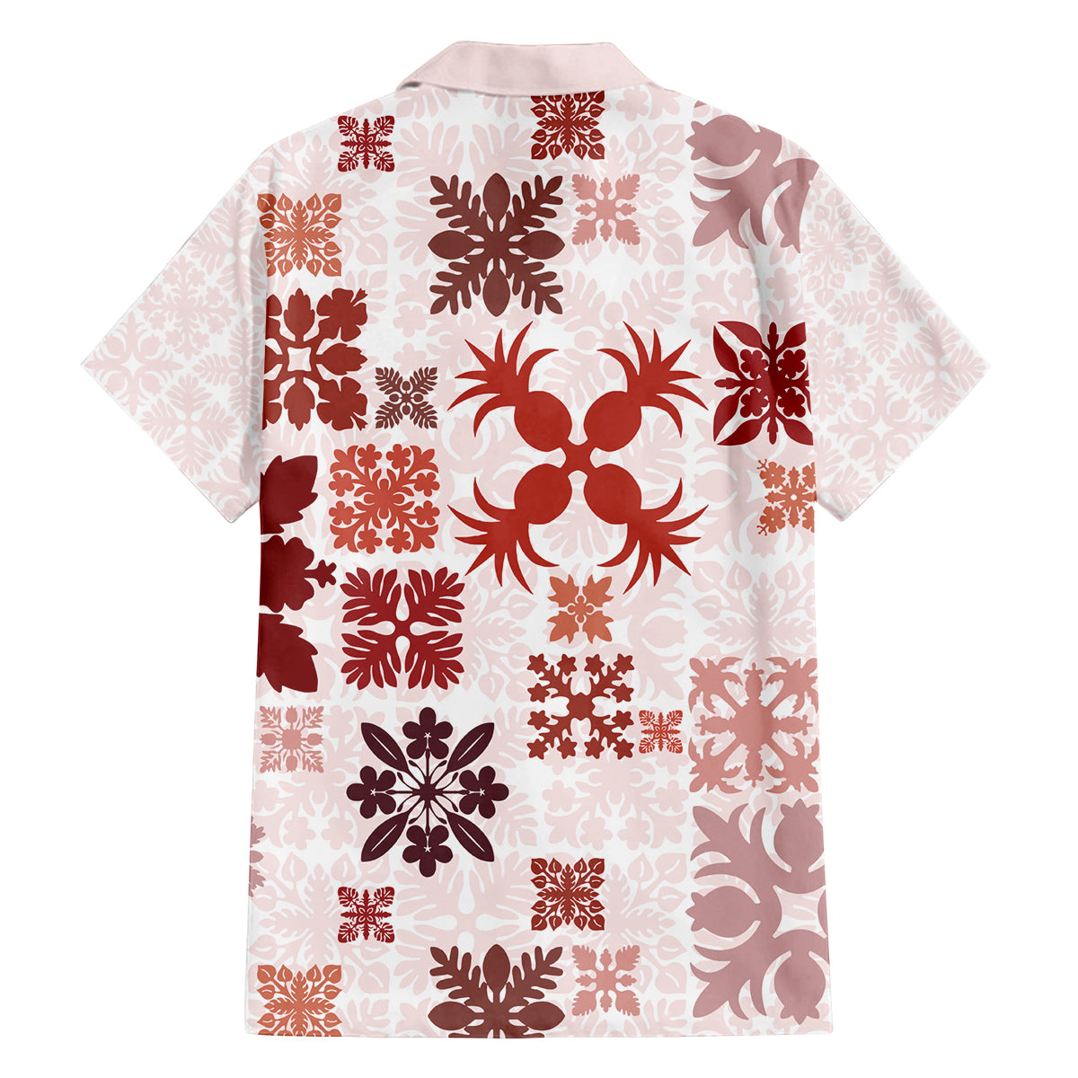 Vintage Hawaii Family Matching Off Shoulder Long Sleeve Dress and Hawaiian Shirt Hawaiian Quilt Kapa Mismatch Red LT7 - Polynesian Pride