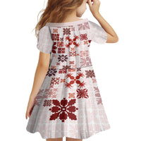 Vintage Hawaii Family Matching Tank Maxi Dress and Hawaiian Shirt Hawaiian Quilt Kapa Mismatch Red LT7 - Polynesian Pride