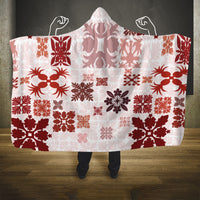 Vintage Hawaii Hooded Blanket Hawaiian Quilt Kapa Mismatch Red LT7 One Size Red - Polynesian Pride