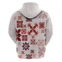 Vintage Hawaii Hoodie Hawaiian Quilt Kapa Mismatch Red LT7 - Polynesian Pride