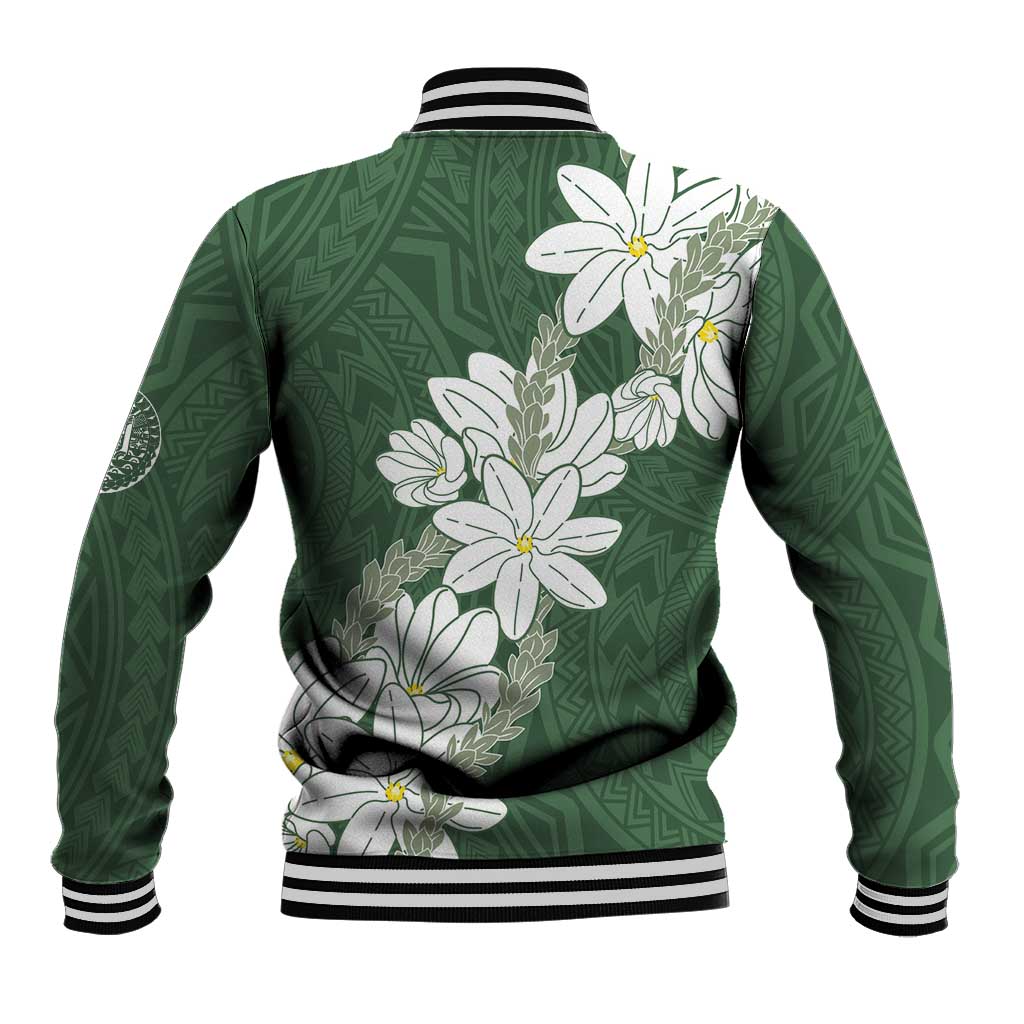 Ia Orana Tahiti Tiare Baseball Jacket Sage Green Lei LT7 - Polynesian Pride