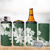 Ia Orana Tahiti Tiare 4 in 1 Can Cooler Tumbler Sage Green Lei LT7 - Polynesian Pride