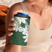 Ia Orana Tahiti Tiare 4 in 1 Can Cooler Tumbler Sage Green Lei LT7 - Polynesian Pride
