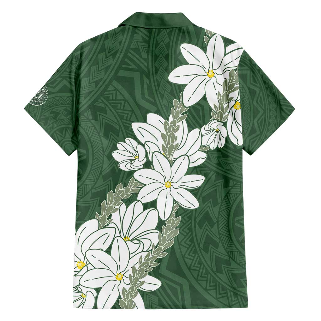 Ia Orana Tahiti Tiare Family Matching Puletasi and Hawaiian Shirt Sage Green Lei LT7 - Polynesian Pride