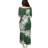 Ia Orana Tahiti Tiare Family Matching Puletasi and Hawaiian Shirt Sage Green Lei LT7 - Polynesian Pride