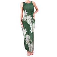 Ia Orana Tahiti Tiare Family Matching Tank Maxi Dress and Hawaiian Shirt Sage Green Lei LT7 Mom's Dress Sage Green - Polynesian Pride