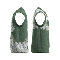 Ia Orana Tahiti Tiare Christmas Knitted V-Neck Vest Sage Green Lei LT7 - Polynesian Pride
