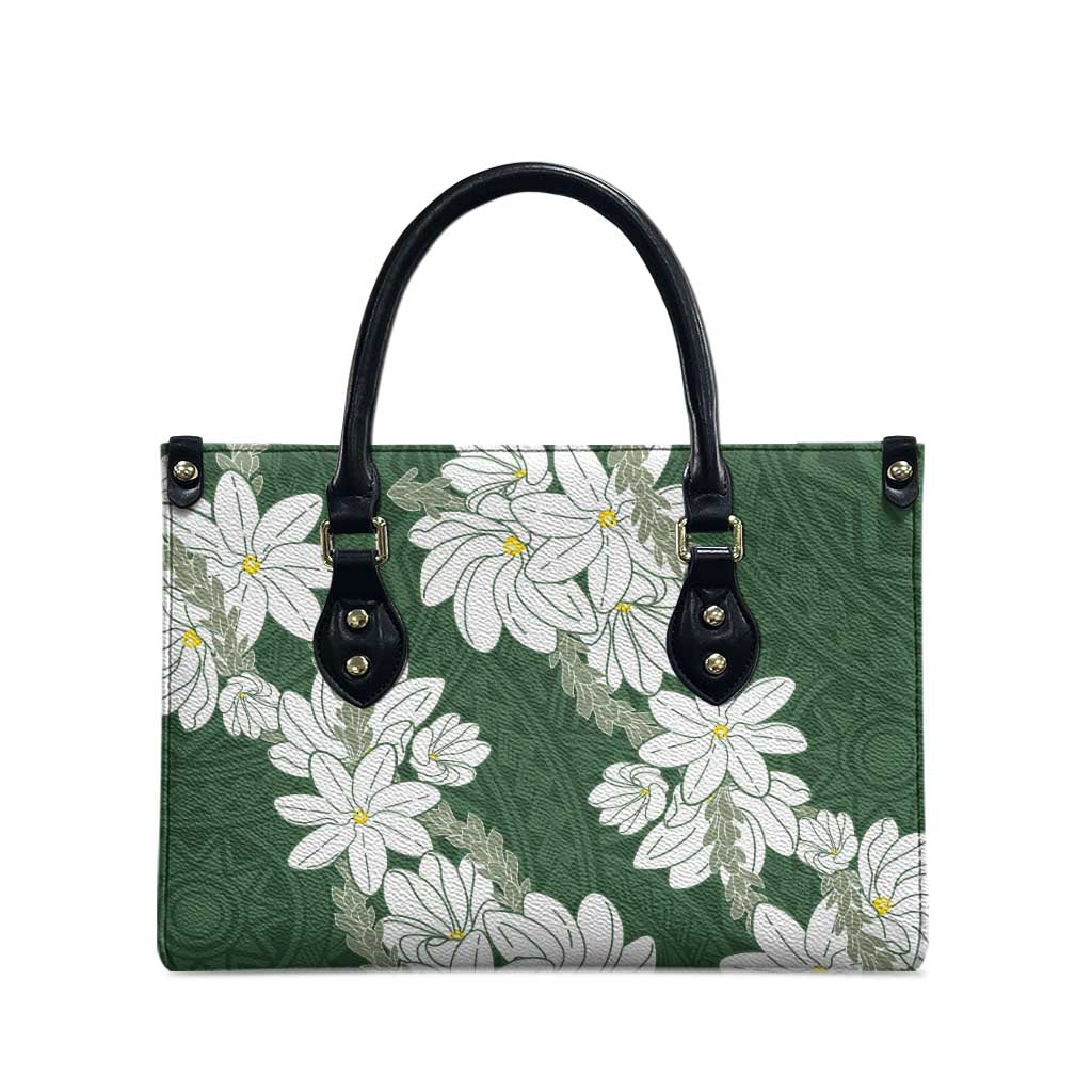 Ia Orana Tahiti Tiare Leather Bag Sage Green Lei - Polynesian Pride