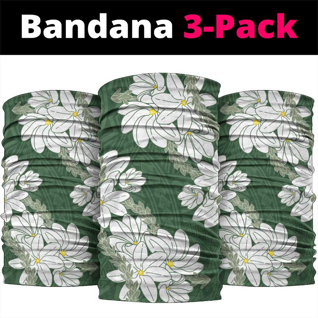 Ia Orana Tahiti Tiare Neck Gaiter Sage Green Lei - Polynesian Pride