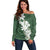Ia Orana Tahiti Tiare Off Shoulder Sweater Sage Green Lei - Polynesian Pride