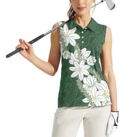 Ia Orana Tahiti Tiare Women Sleeveless Polo Shirt Sage Green Lei LT7 - Polynesian Pride