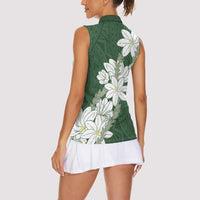 Ia Orana Tahiti Tiare Women Sleeveless Polo Shirt Sage Green Lei LT7 - Polynesian Pride
