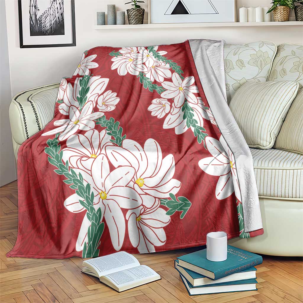 Ia Orana Tahiti Tiare Blanket Crimson Lei LT7 Red - Polynesian Pride