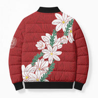 Ia Orana Tahiti Tiare Bomber Puffer Jacket Crimson Lei LT7 - Polynesian Pride