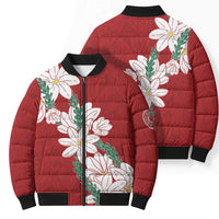Ia Orana Tahiti Tiare Bomber Puffer Jacket Crimson Lei LT7 - Polynesian Pride