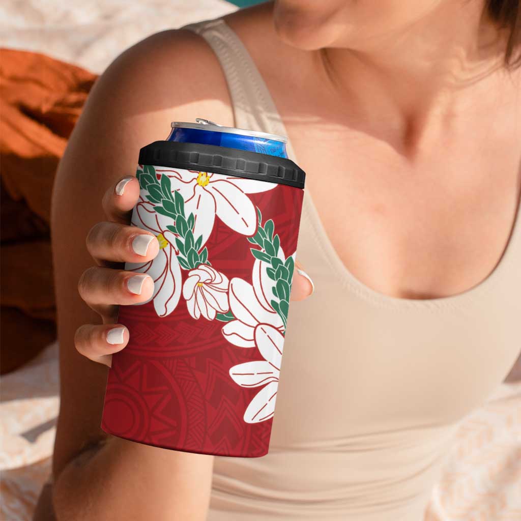 Ia Orana Tahiti Tiare 4 in 1 Can Cooler Tumbler Crimson Lei - Polynesian Pride