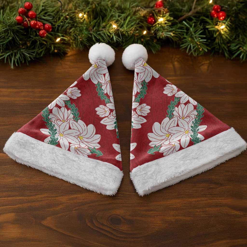 Ia Orana Tahiti Tiare Christmas Santa Hat Crimson Lei - Polynesian Pride