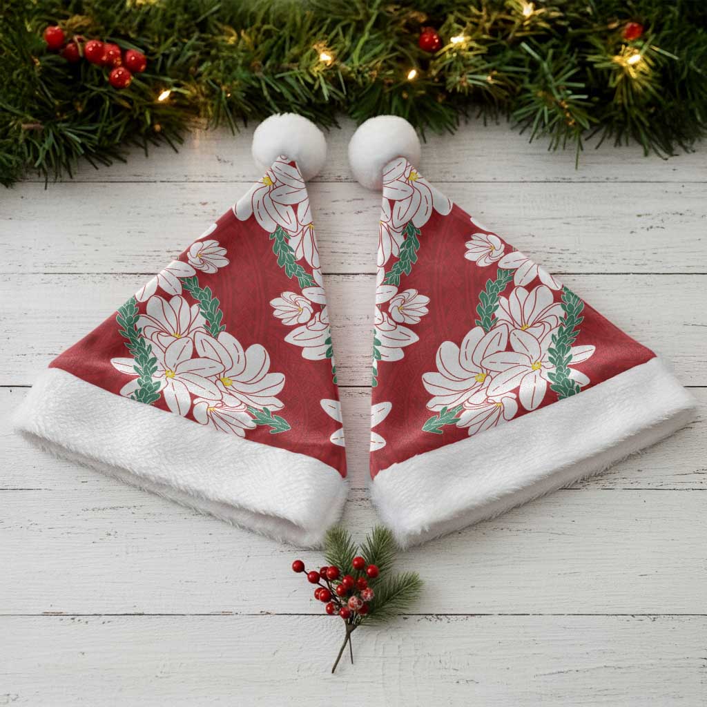 Ia Orana Tahiti Tiare Christmas Santa Hat Crimson Lei - Polynesian Pride