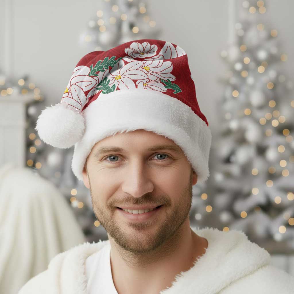 Ia Orana Tahiti Tiare Christmas Santa Hat Crimson Lei - Polynesian Pride
