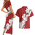 Ia Orana Tahiti Tiare Couples Matching Short Sleeve Bodycon Dress and Hawaiian Shirt Crimson Lei - Polynesian Pride