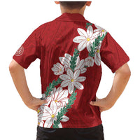 Ia Orana Tahiti Tiare Family Matching Mermaid Dress and Hawaiian Shirt Crimson Lei LT7 - Polynesian Pride