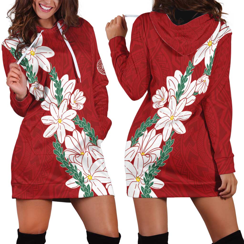Ia Orana Tahiti Tiare Hoodie Dress Crimson Lei LT7 - Polynesian Pride