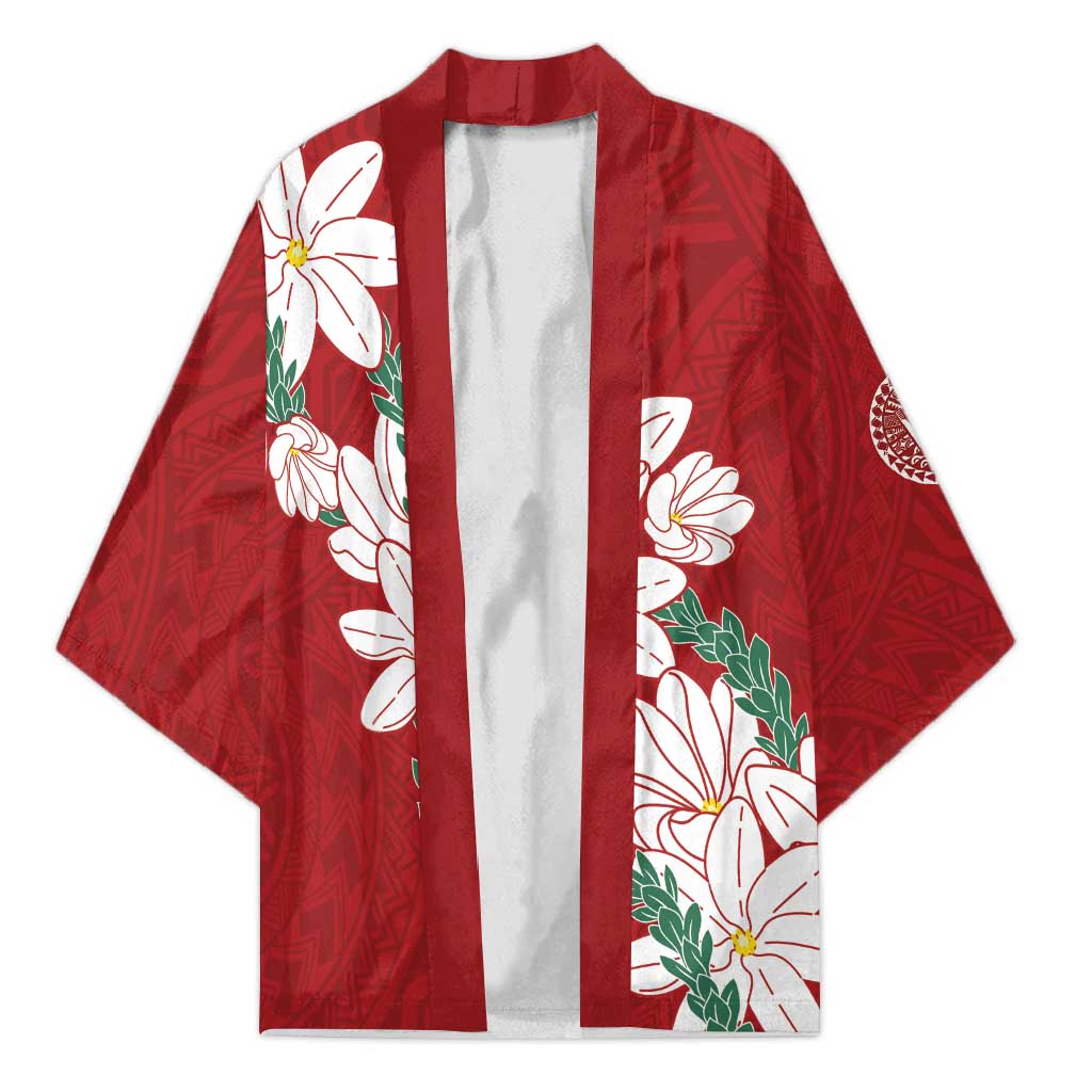 Ia Orana Tahiti Tiare Kimono Crimson Lei LT7 Unisex Red - Polynesian Pride