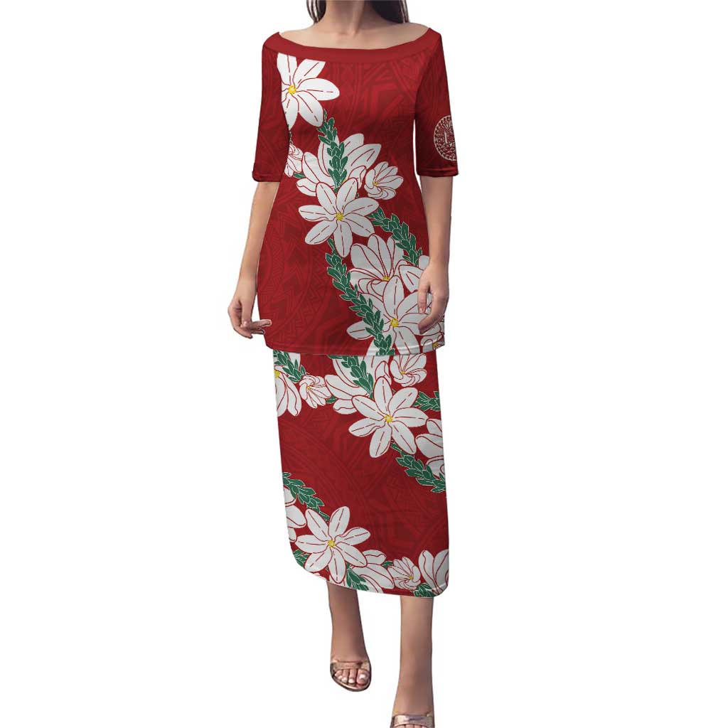 Ia Orana Tahiti Tiare Puletasi Crimson Lei - Polynesian Pride