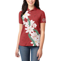 Ia Orana Tahiti Tiare Women Polo Shirt Crimson Lei LT7 - Polynesian Pride