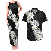Ia Orana Tahiti Tiare Couples Matching Tank Maxi Dress and Hawaiian Shirt Black Lei LT7 Black - Polynesian Pride