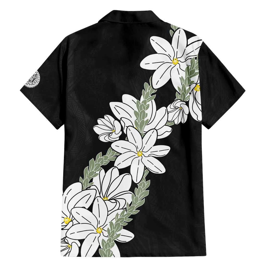 Ia Orana Tahiti Tiare Family Matching Off Shoulder Maxi Dress and Hawaiian Shirt Black Lei LT7 - Polynesian Pride