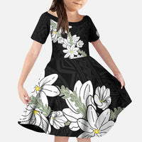 Ia Orana Tahiti Tiare Family Matching Puletasi and Hawaiian Shirt Black Lei LT7 Daughter's Dress Black - Polynesian Pride