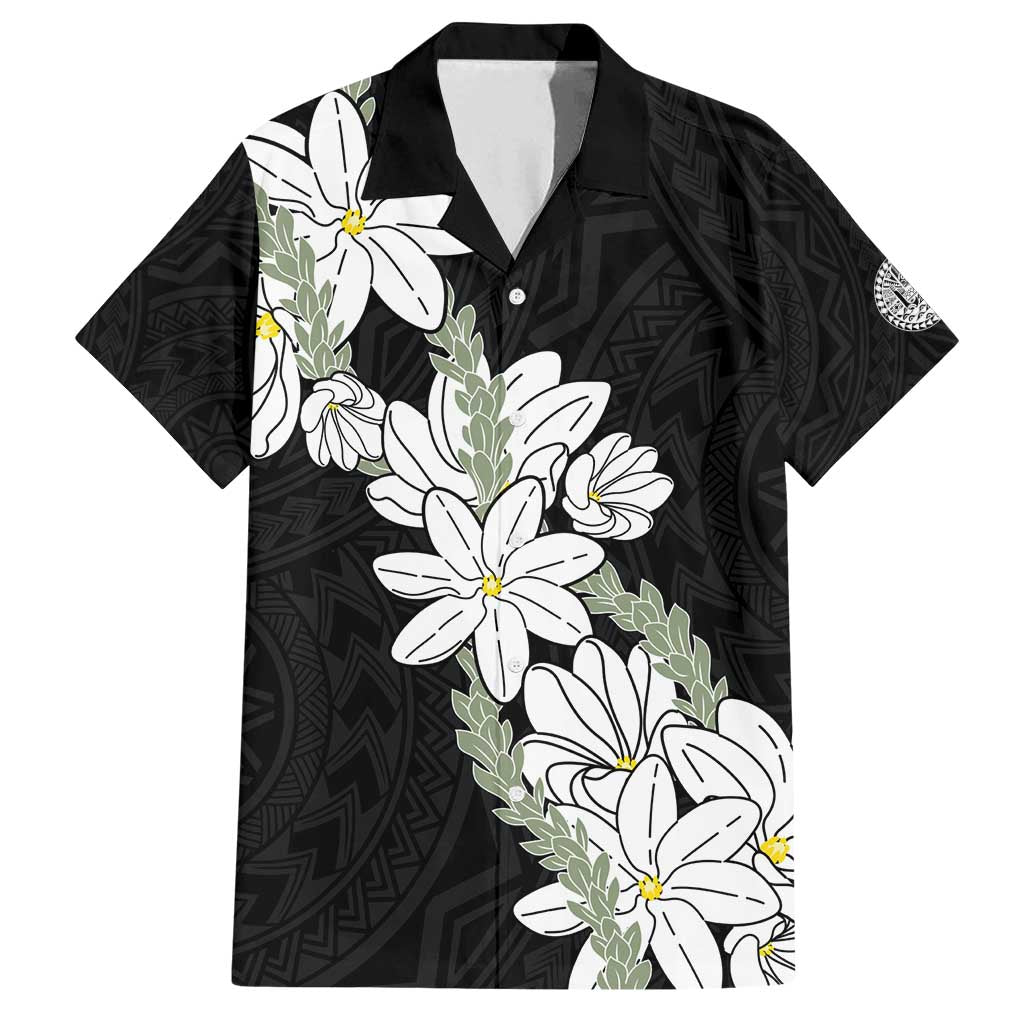 Ia Orana Tahiti Tiare Family Matching Puletasi and Hawaiian Shirt Black Lei LT7 Dad's Shirt - Short Sleeve Black - Polynesian Pride