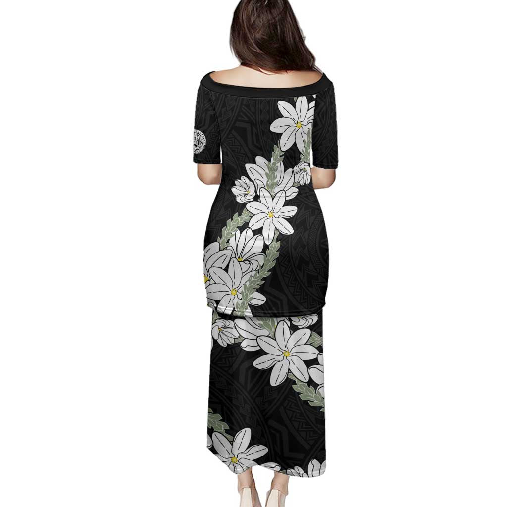 Ia Orana Tahiti Tiare Family Matching Puletasi and Hawaiian Shirt Black Lei LT7 - Polynesian Pride