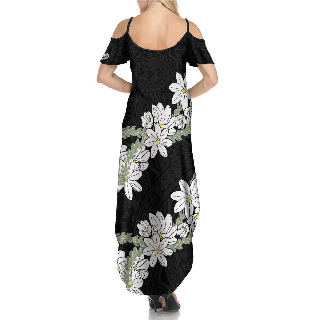 Ia Orana Tahiti Tiare Family Matching Summer Maxi Dress and Hawaiian Shirt Black Lei LT7 - Polynesian Pride