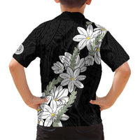 Ia Orana Tahiti Tiare Family Matching Tank Maxi Dress and Hawaiian Shirt Black Lei LT7 - Polynesian Pride