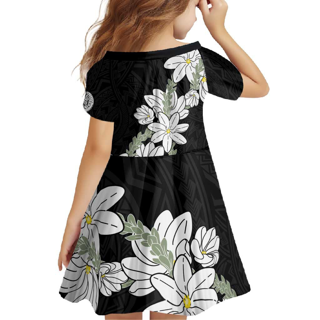 Ia Orana Tahiti Tiare Family Matching Tank Maxi Dress and Hawaiian Shirt Black Lei LT7 - Polynesian Pride