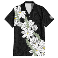 Ia Orana Tahiti Tiare Family Matching Tank Maxi Dress and Hawaiian Shirt Black Lei LT7 Dad's Shirt - Short Sleeve Black - Polynesian Pride