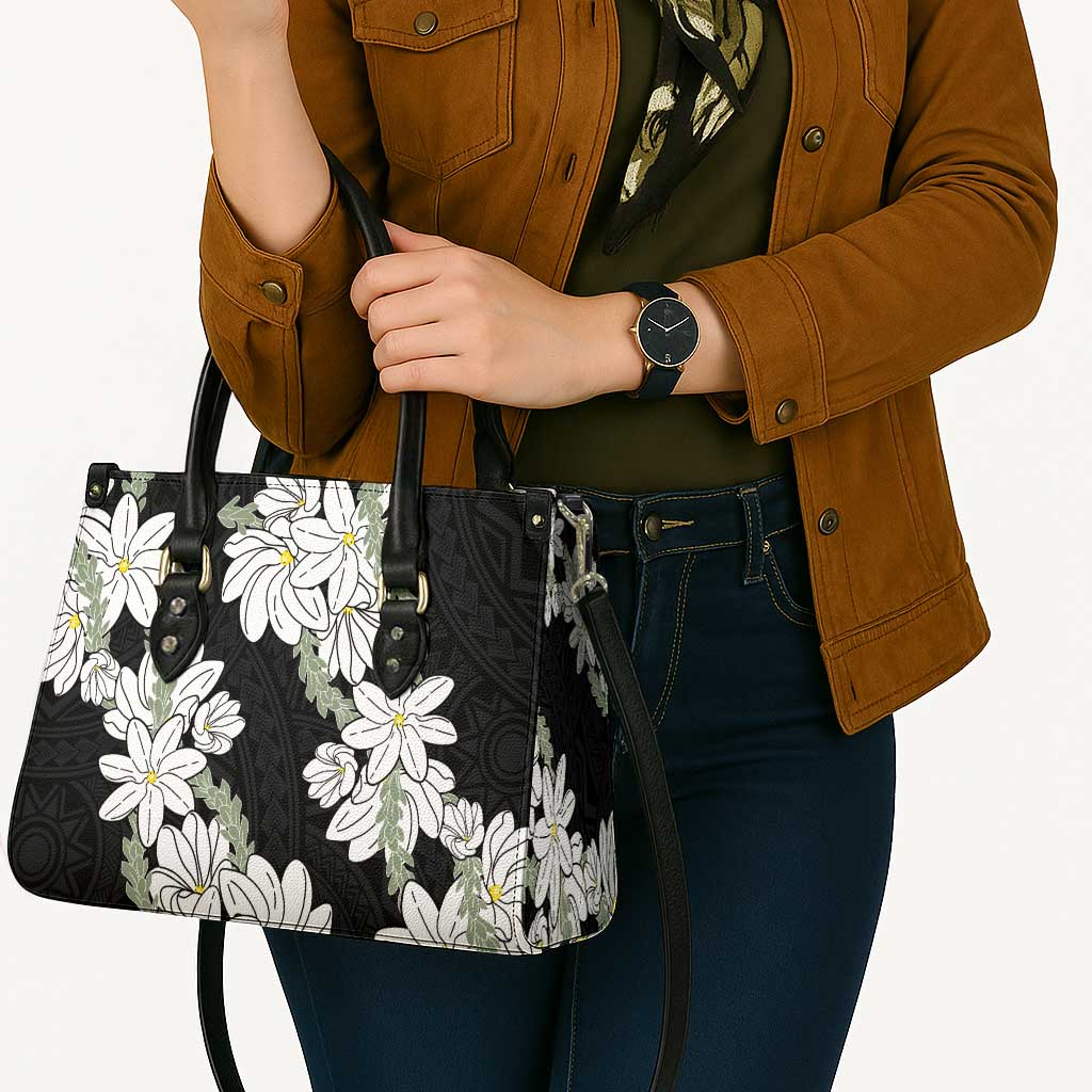 Ia Orana Tahiti Tiare Leather Bag Black Lei - Polynesian Pride
