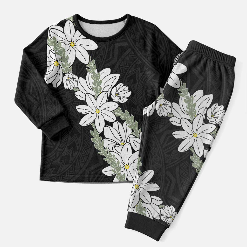 Ia Orana Tahiti Tiare Christmas Pajama Set Black Lei - Polynesian Pride